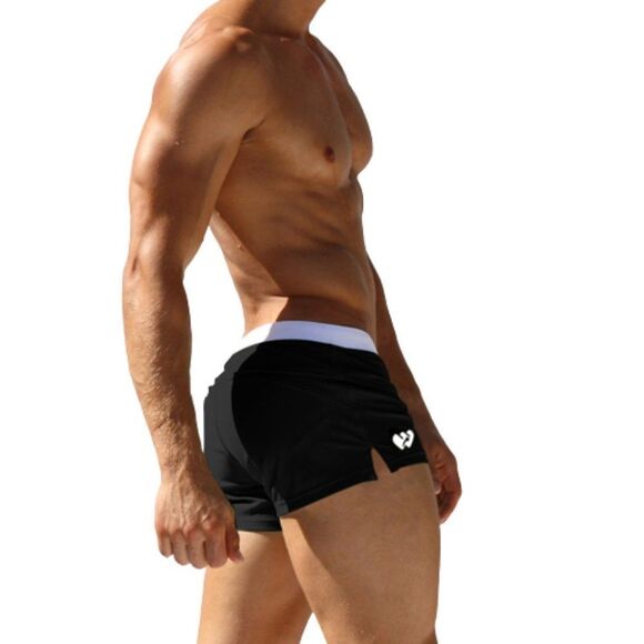 Men's Sexy Swim Trunks Front Pocket Resort Swimwear Black L - Picture 3 of 5